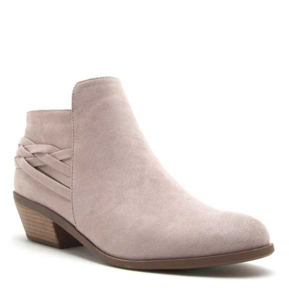 Taupe Pointed Toe Ankle Booties Braided Back - Picture 3 of 8